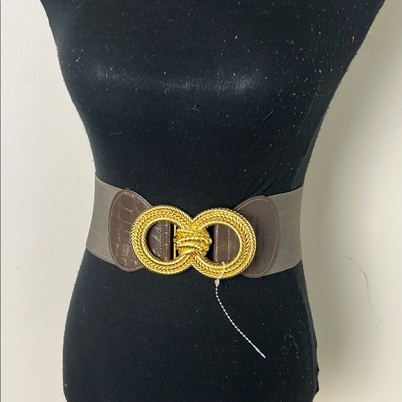 Vintage Elegant Chunky Gold Hook Elastane Belt - Picture 2 of 12